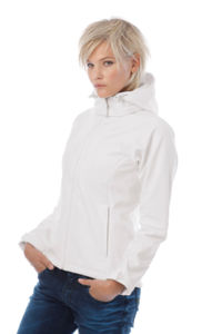 Hooded Lady | Softshell publicitaire pour femme Blanc 2