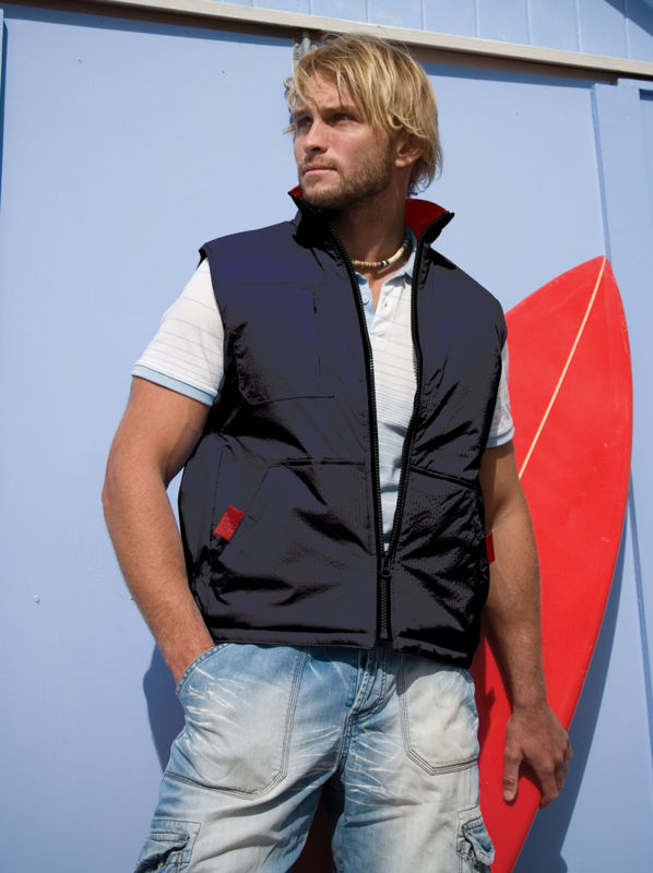 Mootty | Bodywarmer publicitaire pour homme Marine Rouge 1