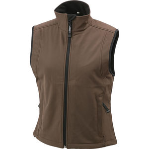 Bodywarmer publicitaire softshell femme sans manches Marron