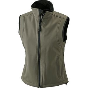 Bodywarmer publicitaire softshell femme sans manches Olive