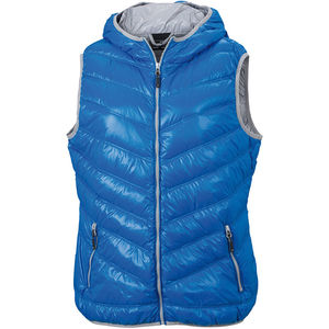 Doudoune personnalisable sans manches à capuche Bleu Argent