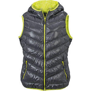 Doudoune personnalisable sans manches à capuche Carbone Jaune