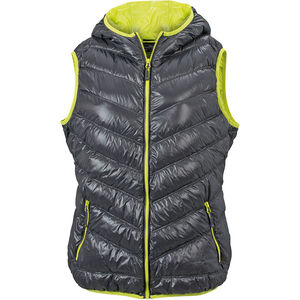 Doudoune personnalisable sans manches à capuche Carbone Jaune Acide