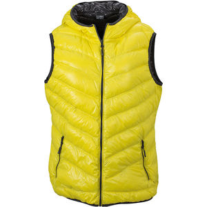 Doudoune personnalisable sans manches à capuche Jaune Carbone