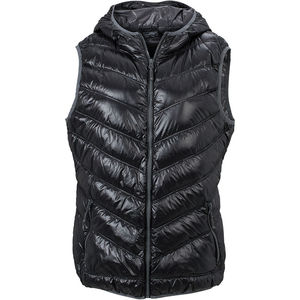 Doudoune personnalisable sans manches à capuche Noir Gris