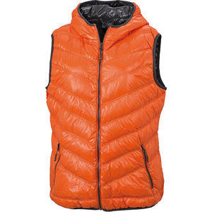 Doudoune personnalisable sans manches à capuche Orange Carbone