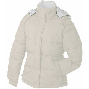Doudoune publicitaire à capuche amovible femme Ecru