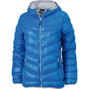 Doudoune publicitaire à capuche femme Bleu Argent
