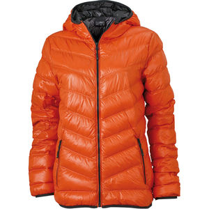 Doudoune publicitaire à capuche femme Orange Foncé Carbone