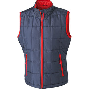 Gilet publicitaire technique femme sans manches Marine Rouge