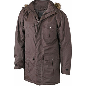 Parka publicitaire à capuche amovible homme Marron