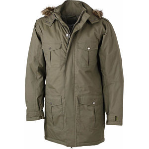 Parka publicitaire à capuche amovible homme Olive