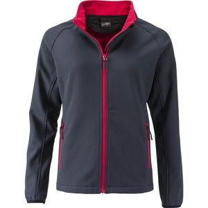 Geda | Softshell Coupe-Vent personnalisé pour femme Gris Fer Rouge