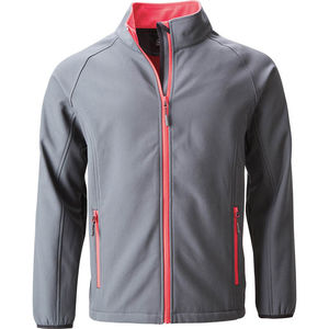 Jaru | Softshell Coupe-Vent publicitaire pour homme Gris Fer Rouge