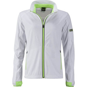 Diloo | Softshell Coupe-Vent Sport personnalisé pour femme Blanc Vert vif