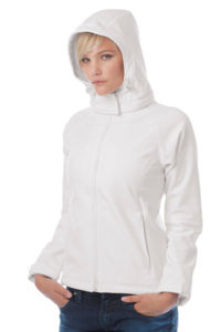 Hooded Lady | Softshell publicitaire pour femme Blanc 1