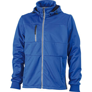 Mooza | Softshell publicitaire pour homme Bleu nautique Marine Blanc