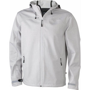 Veste personnalisé softshell à capuche homme Blanc Argent