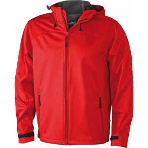 Veste personnalisé softshell à capuche homme Rouge Noir