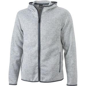 Veste publicitaire polaire à capuche homme Gris Mélangé Carbone