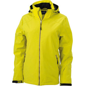 Veste publicitaire softshell à capuche amovible Jaune