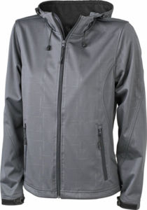 Veste publicitaire softshell à capuche femme Carbone Noir