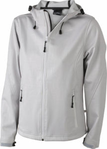 Veste publicitaire softshell à capuche femme Gris clair Argent