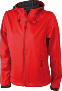 Veste publicitaire softshell à capuche femme Rouge Noir