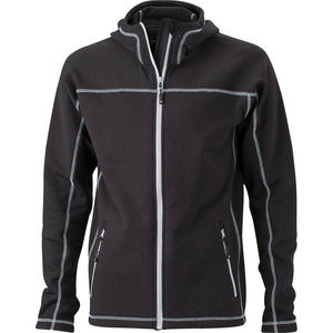 Veste personnalisé polaire à capuche homme Noir Argent