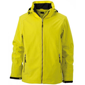 Veste personnalisé softshell à capuche amovible Jaune